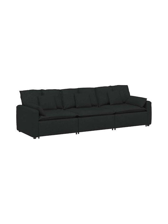 Vier Sitzer Schwarzer Sofa 324x105x64cm