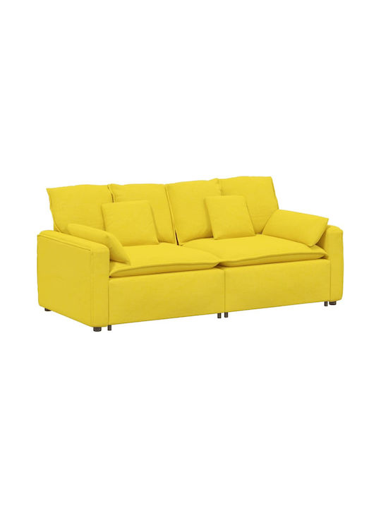 Light Three-Seater Couch Light Yellow 224x105x64cm