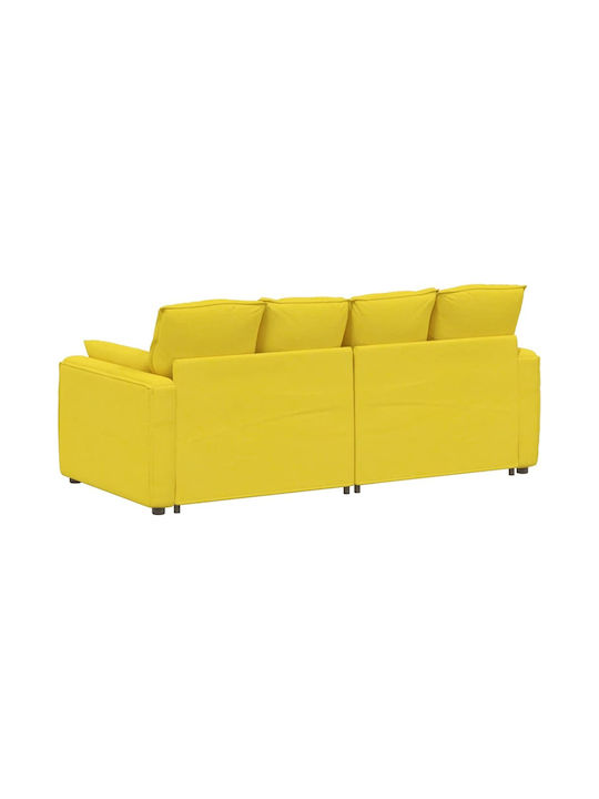 Light Three-Seater Couch Light Yellow 224x105x64cm