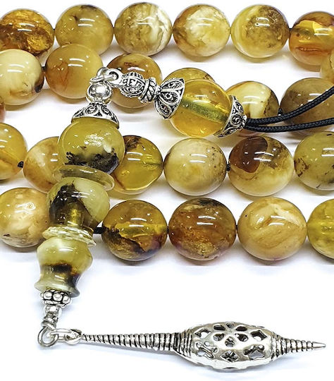 Roloi Komboloi Worry Beads with 33 Amber Beads Length 41cm Multicolour
