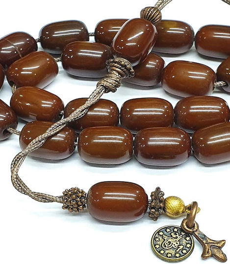 Roloi Komboloi Worry Beads with 21 Beads Made of Resin Length 38cm Brown