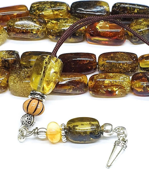 Roloi Komboloi Worry Beads with 21 Amber Beads Length 32cm Multicolour