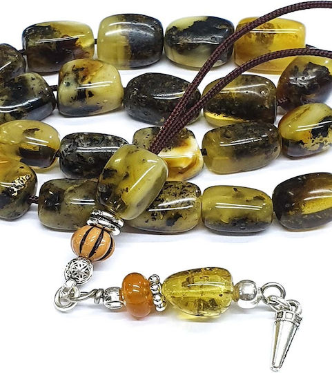 Roloi Komboloi Worry Beads with 21 Amber Beads Length 30cm Multicolour