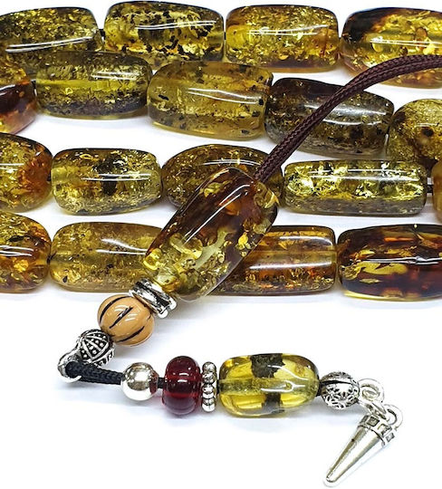 Roloi Komboloi Worry Beads with 21 Amber Beads Length 34cm Multicolour