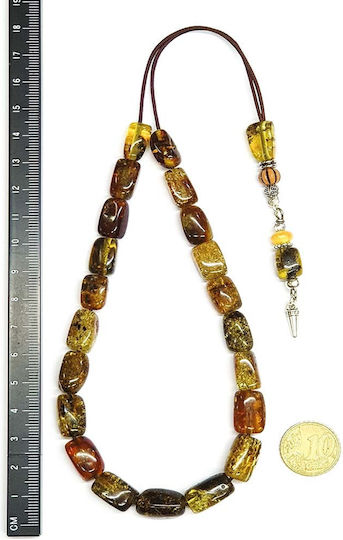 Roloi Komboloi Worry Beads with 21 Amber Beads Length 32cm Multicolour