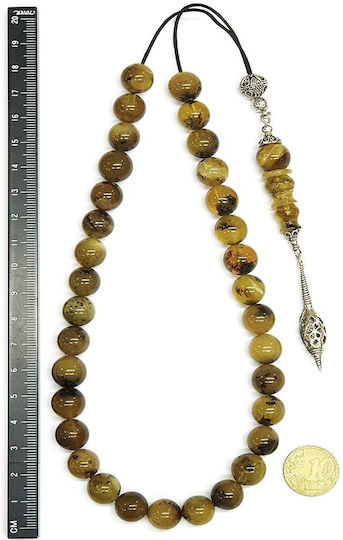 Roloi Komboloi Worry Beads with 33 Amber Beads Length 39cm Multicolour