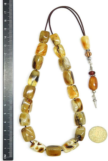 Roloi Komboloi Worry Beads with 19 Amber Beads Length 34cm Multicolour