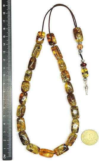 Roloi Komboloi Worry Beads with 21 Amber Beads Length 34cm Multicolour