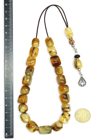 Roloi Komboloi Worry Beads with 21 Amber Beads Length 32cm Multicolour