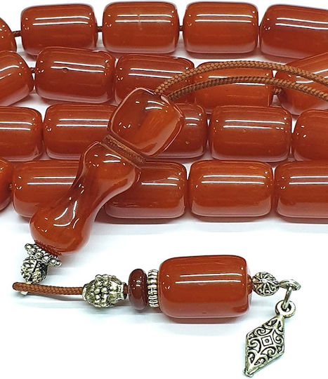 Roloi Komboloi Worry Beads with 21 Resin Beads Length 38cm Orange