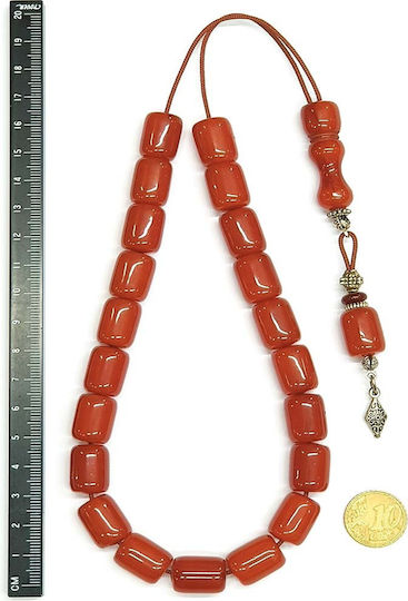 Roloi Komboloi Worry Beads with 21 Resin Beads Length 38cm Orange