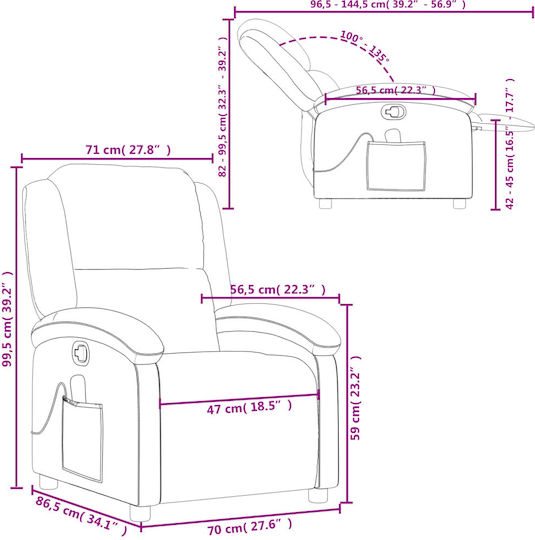 Scaun De Relaxare Relax Masaj Din Piele Naturală Gri 71x86.5x99.5cm