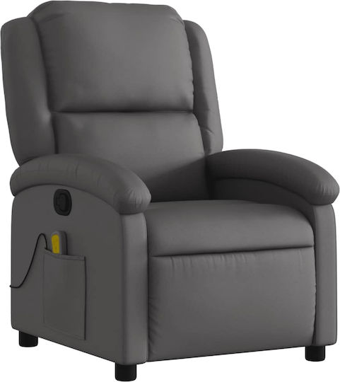 Scaun De Relaxare Relax Masaj Din Piele Naturală Gri 71x86.5x99.5cm