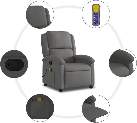 Scaun De Relaxare Relax Masaj Din Piele Naturală Gri 71x86.5x99.5cm