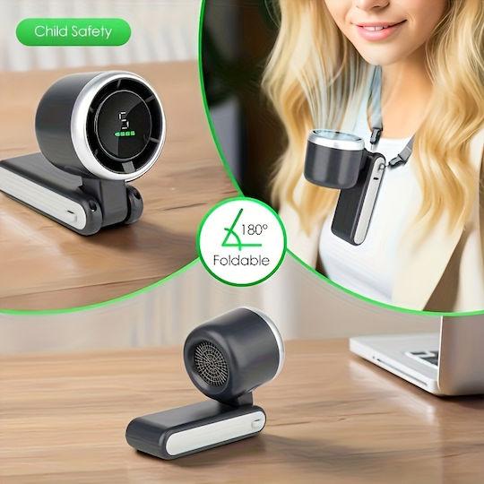 Ventilator Pliabil Portabil Cu Ecran Hd Reglabil Usb-c Reîncărcabil 5 Viteze Pentru Călătorii În Aer Liber