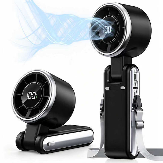 Ventilator Pliabil Portabil Cu Ecran Hd Reglabil Usb-c Reîncărcabil 5 Viteze Pentru Călătorii În Aer Liber
