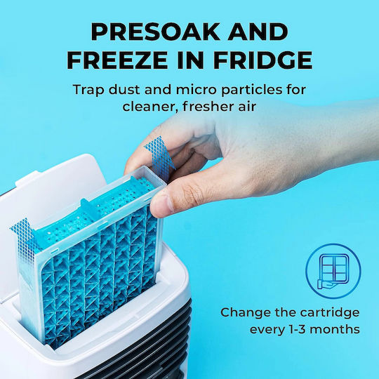 Portable Air Conditioner Humidifier 4 Speeds Compact Design Operates Water Ice White
