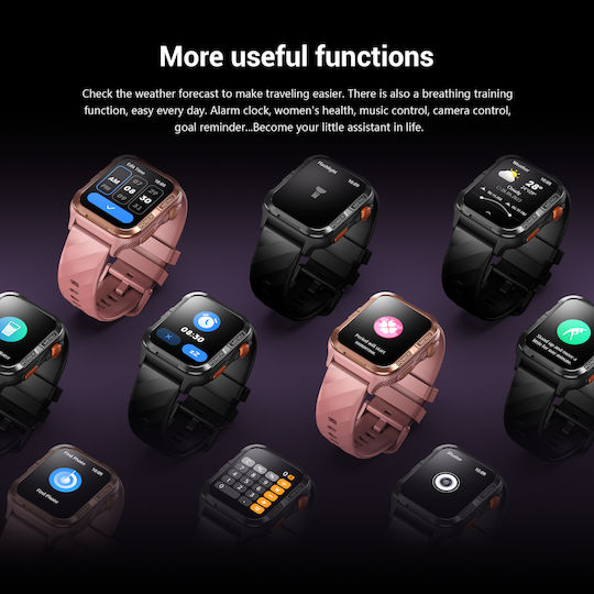 BlackView W10 Pro 46mm Smartwatch with Heart Rate Monitor Pink