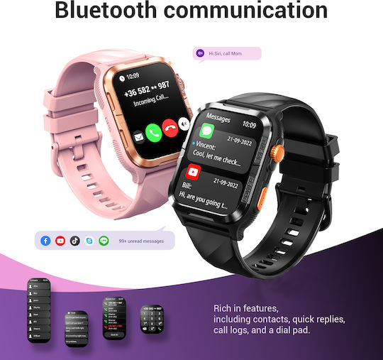 BlackView W10 Pro 46mm Smartwatch with Heart Rate Monitor Pink