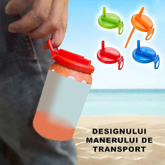 Capac Anti-Varsare Pentru Doze Alista Home Pai Transparent Model Reutilizabil Mâner De Transport Din Plastic 5.4 Cm Gri