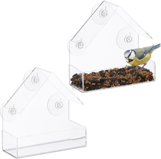 Relaxdays Set 2 Transparent Bird Feeders