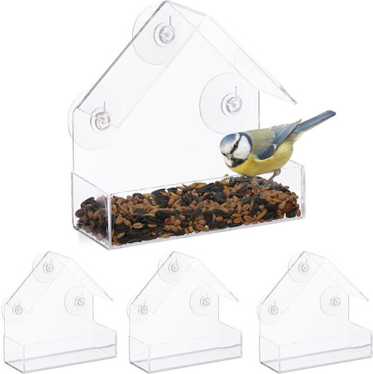 Relaxdays Set 4 Transparent Bird Feeders