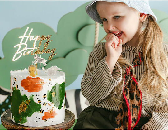 Partygeschirr für Torte Happy Birthday Acryl Gold