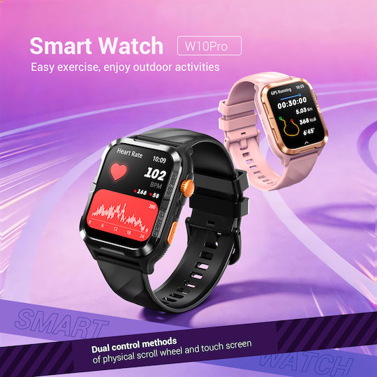 BlackView W10 Pro 46mm Smartwatch with Heart Rate Monitor Black
