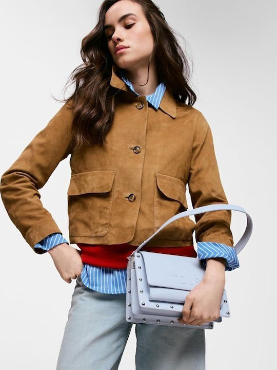M Audree Leather Women's Flap Bag Grayish Blue
