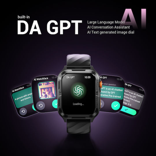 BlackView W10 Pro 46mm Smartwatch with Heart Rate Monitor Black