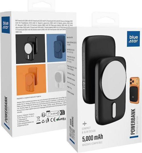 Blue Star DG-P8 MagSafe Baterie Externă 5000mAh 20W cu Port USB-C Negru