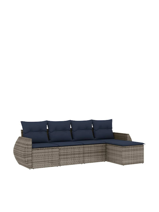 Canapea De Colț Pentru Exterior Din Rattan Cu Perne 55x62x69cm