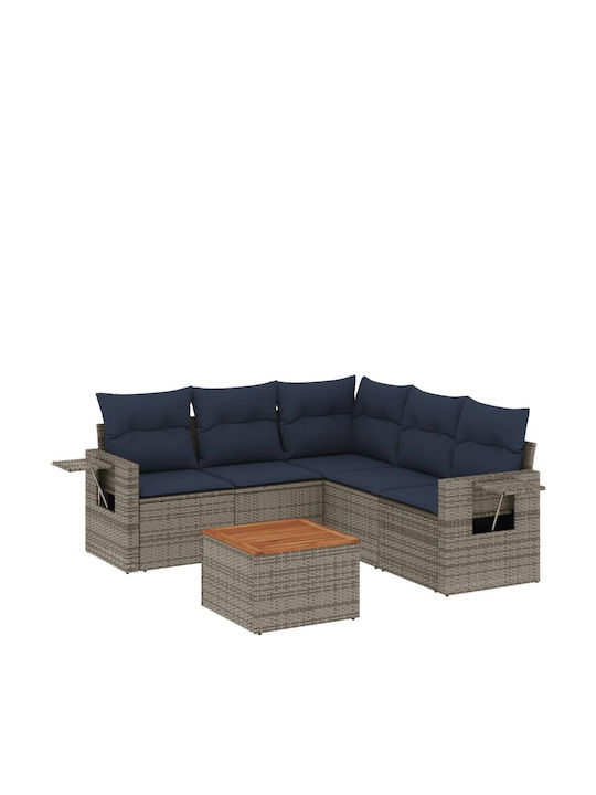 Garten- und Outdoor-Möbelsets 6 Stück Grau mit Kissen