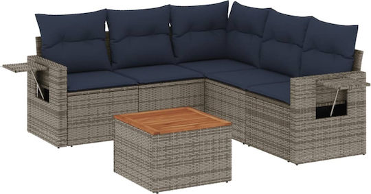 Garten- und Outdoor-Möbelsets 6 Stück Grau mit Kissen