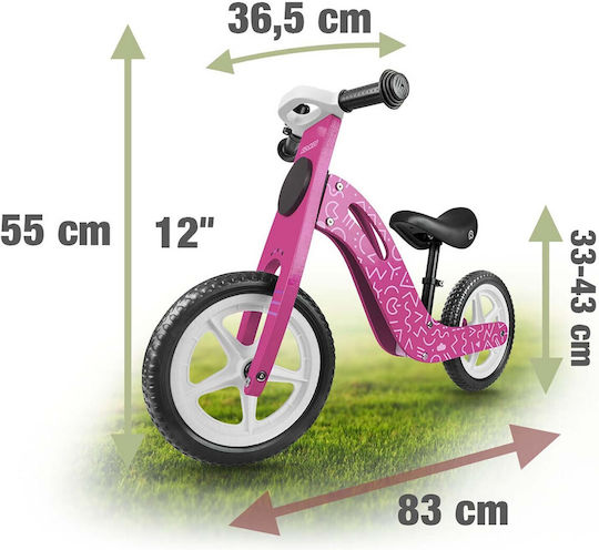 Παιδικό Ποδήλατο Ισορροπίας Ricokids RC-614 με Δίσκο Κιμωλίας για Σχεδίαση Ροζ