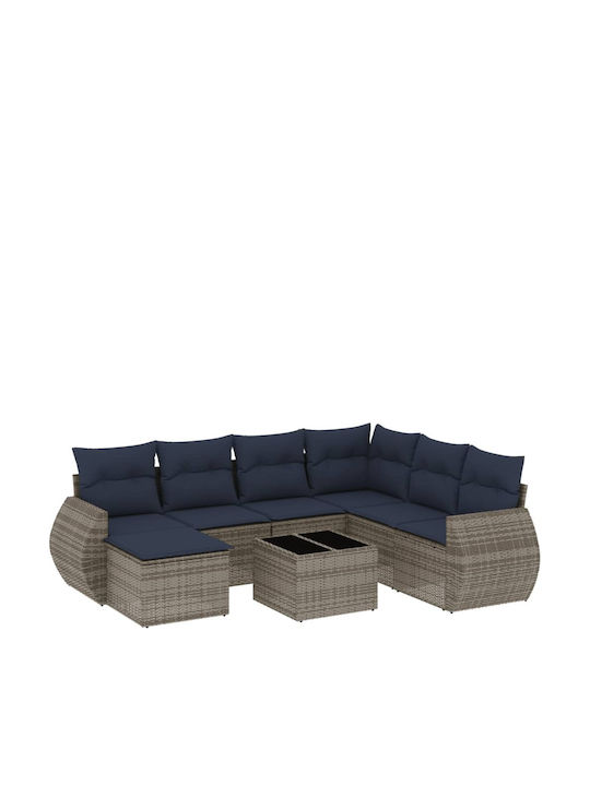 Outdoor Corner Rattan Sofa With Cushions 62x62x69cm
