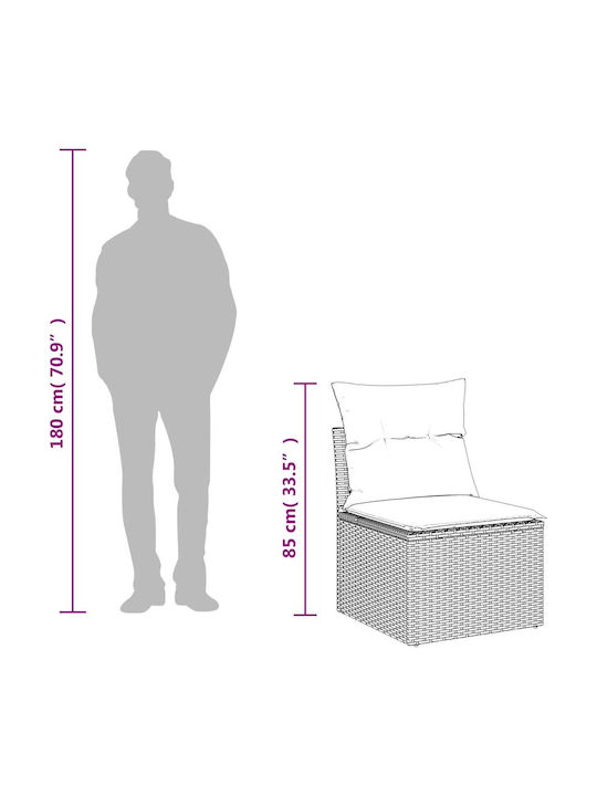 Outdoor Corner Sofa Rattan With Cushions 62x62x69cm