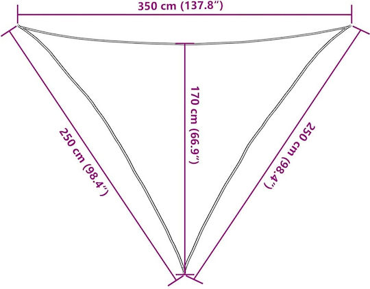 vidaXL Triangle Shade Sail Beige 2.5x3.5x3.5m 160gr/m²