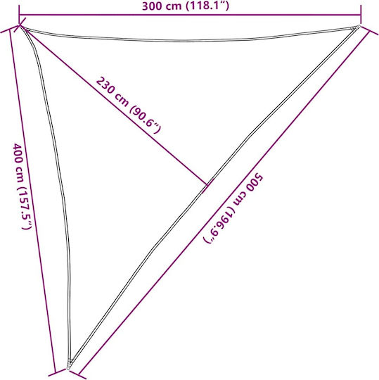 vidaXL Triangle Shade Sail Beige 4x5x5m 160gr/m²