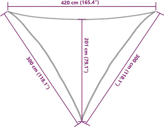 vidaXL Pânză De Umbrire Triunghiulară Bej 3x4.2x4.2m 160gr/m²