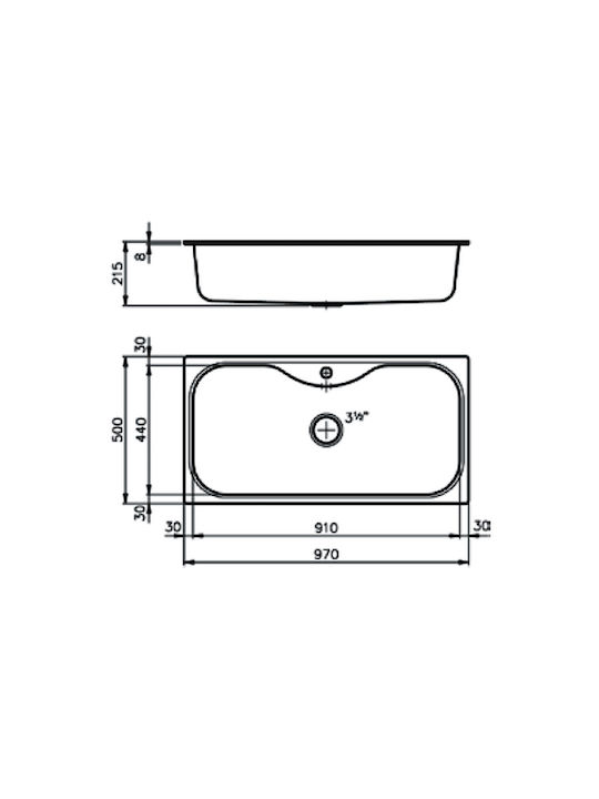 Foster Uragano Drop-In Küchenspüle Inox M97xP50cm