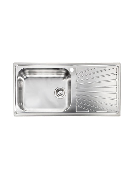 Sanitec Cometa Satin Finish Drop-In Inox Kitchen Sink Silver 100x50cm