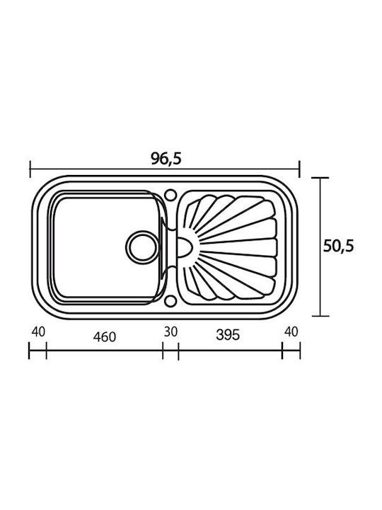 Sanitec Classic 306 Drop-In Kitchen Sink Inox with Faucet M97xW51cm White