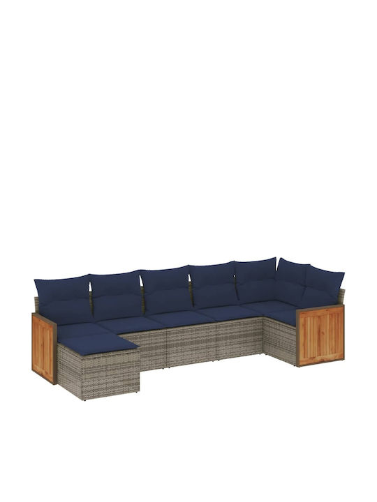 Ecksofa Outdoor Rattan mit Kissen 62x62x69cm