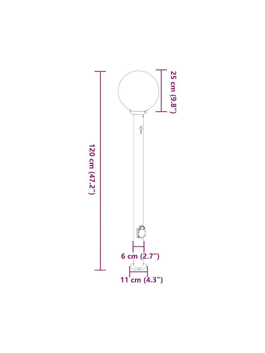 vidaXL Outdoor Small Post Floor Lamp 40W IP44 for E27 Bulb Silver