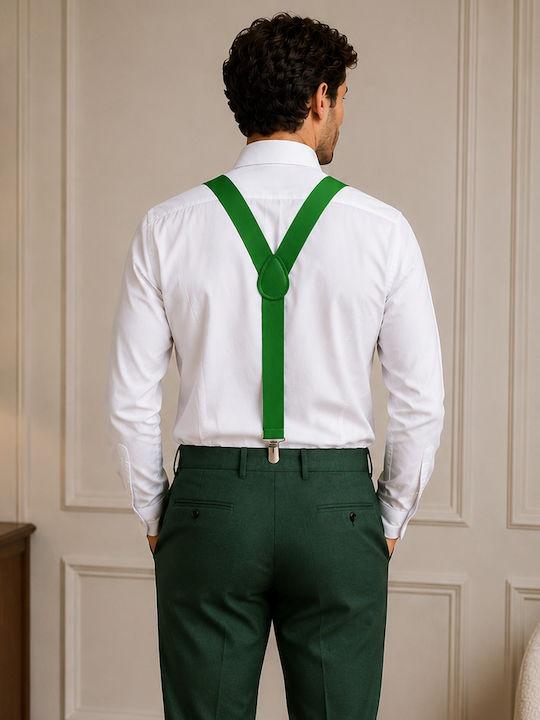 Breteli Y-Back Pentru Pantaloni Zola Unisex 3 Catarame Metalice Reglabile 58–100 Cm Lățime 2,5 Cm Verzi