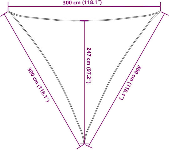 vidaXL Τρίγωνο Πανί Σκίασης Γκρι 3m 160gr/m²