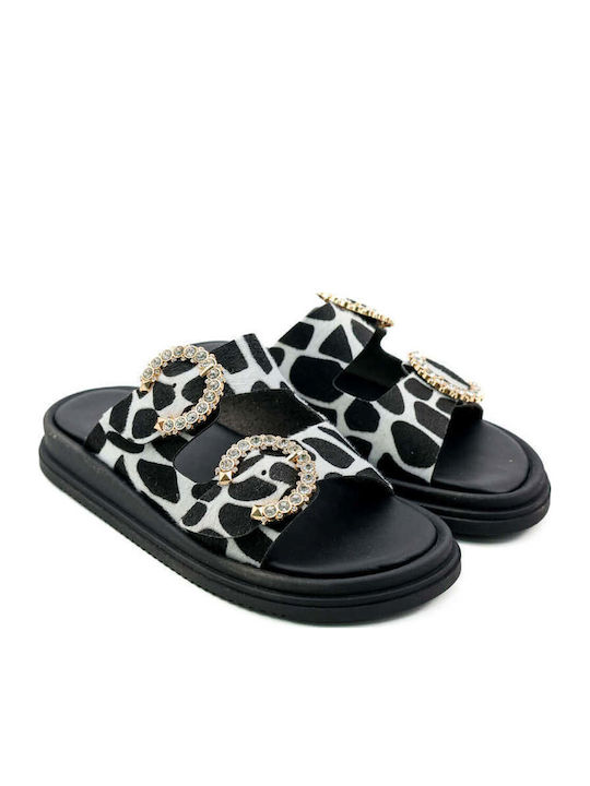 Black Print Slippers Special Heels Anatomic Sole