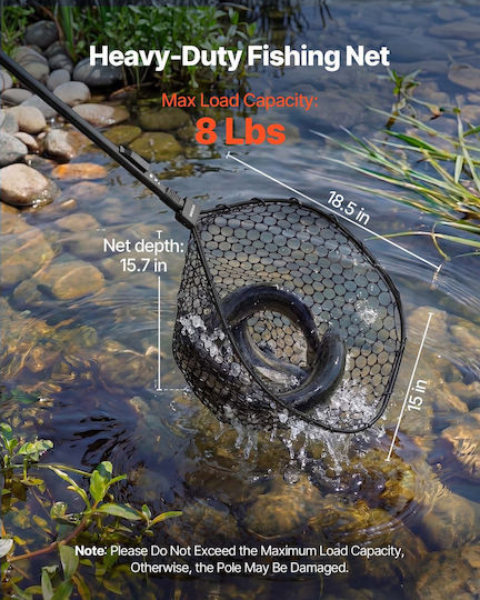 Vevor Foldable Fishing Net Telescopic Aluminum 6063 Handle Silicone Mesh Cwlhjpvcxjdg8b2jv001v0