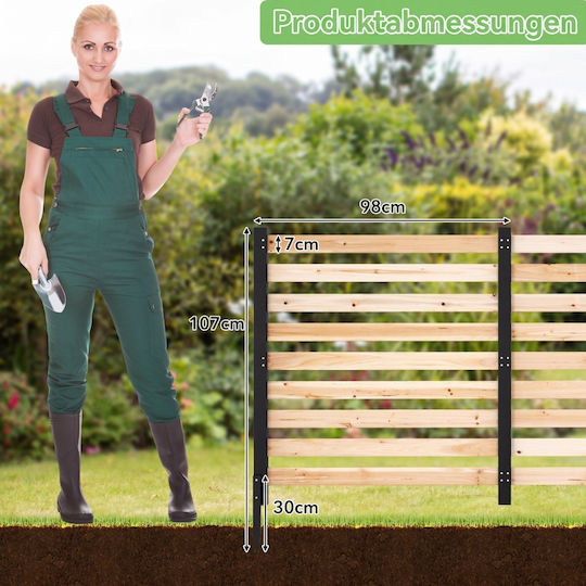 Costway Panou De Gard Lemn Bej 98cm x 1.07m